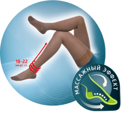 Чулки JW-212 1 кл. компр. прозрачные с ажур. верхом B.Well, серия PRO ЧЗ