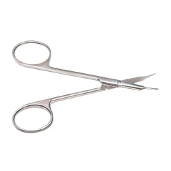 Ножницы Н-44 (П) роговичные, тупоконечные вертикально изогнутые, 110 мм