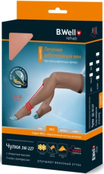 Чулки JW-227 для мужчин и женщин 2 кл. компр. с открытым мысом, мягкая резинка B.Well, серия MED