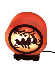 Солевая лампа "Круг-5 с дерев.картиной ПТИЧКИ"