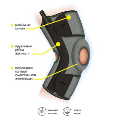 Бандаж КС-616 на колен. сустав с пателлярным кольцом и пружинными вставками (универ.) Ортоник ЧЗ 