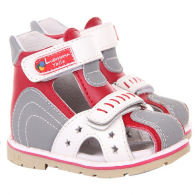 Сандалии Lm202 Luomma детская с закрытым носиком, серый/красный