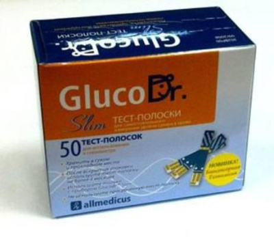 Тест-полоски GlucoDr Slim; AII Medicus AGM2300Slim/2200 50 штук  Тест-полоски GlucoDr Slim; AII Medicus AGM2300Slim/2200 50 штук
