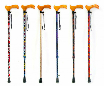 Трость ТР1 с УПС телескопическая с дерев.ручкой с рисунком ЭС ФСС