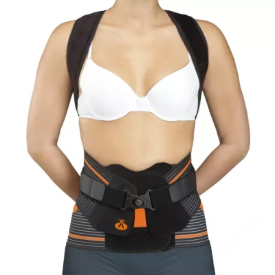 Бандаж EV-303 грудо-поясничный ORLIMAN универсальный, черный ЧЗ