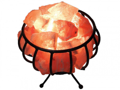 Солевая лампа "Металлическая корзина с камнями"