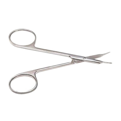 Ножницы Н-44 (П) роговичные, тупоконечные вертикально изогнутые, 110 мм